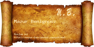 Mazur Benignusz névjegykártya
